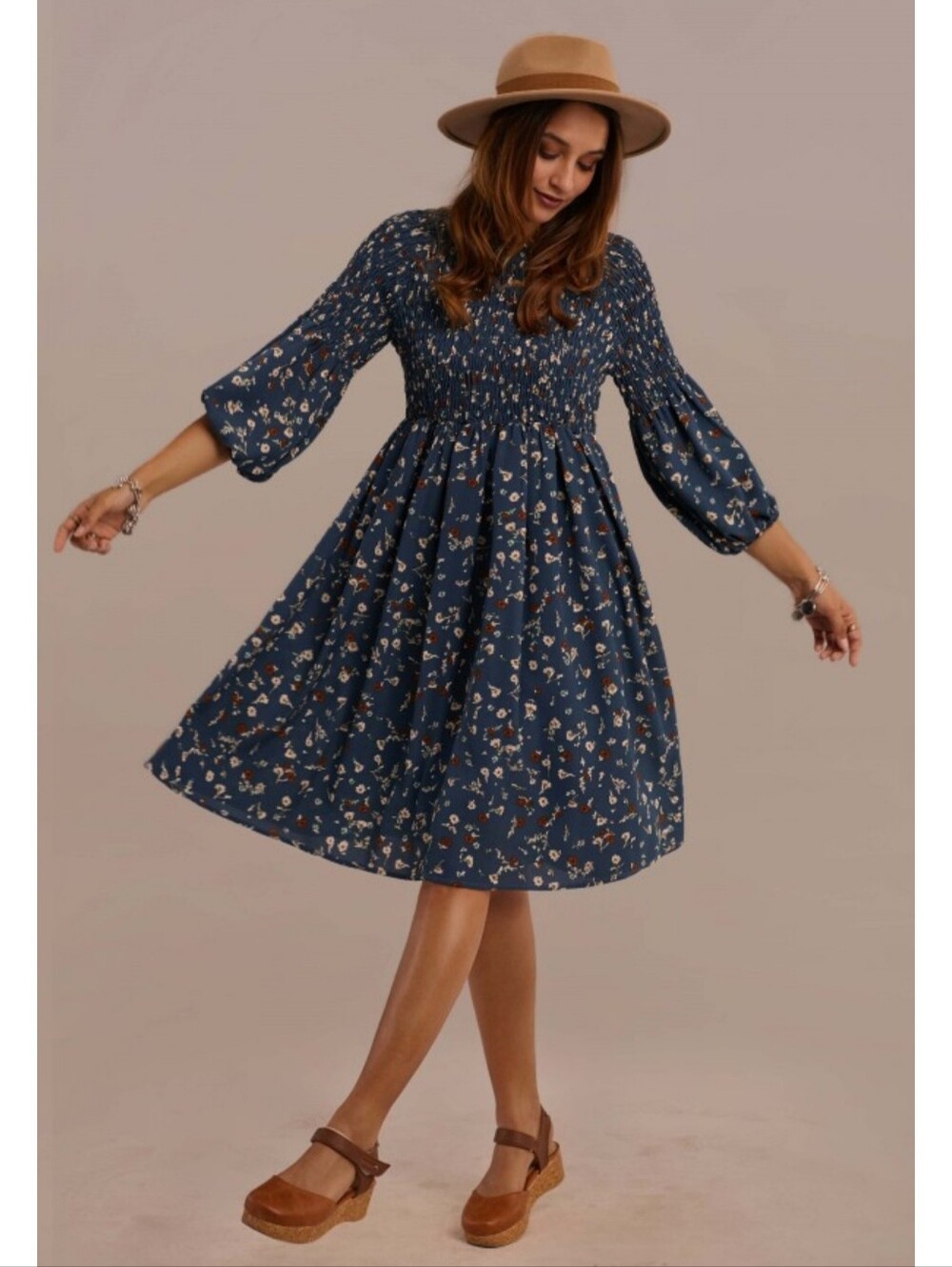 ROOLEE""" Floral Smocked Dress - Picture 3 of 14